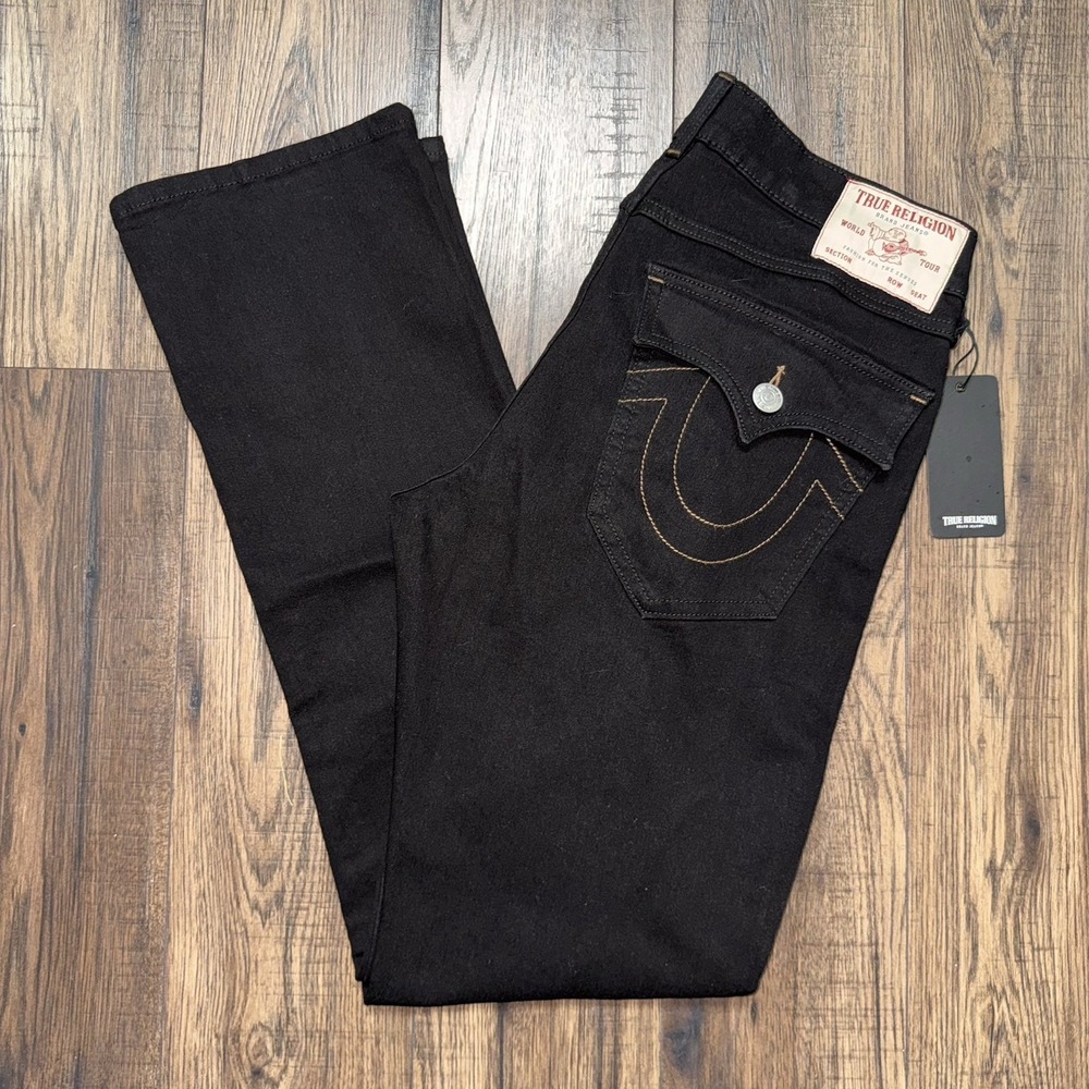 True Religion Ricky SN Flap Straight Black Denim Jeans Mens' Size 32x32  NWT